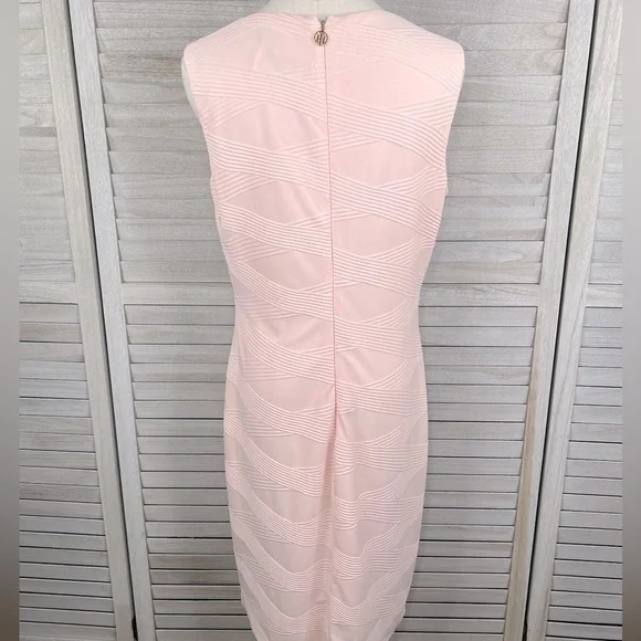 TOMMY HILFIGER Textured Sleeveless Bodycon Knee Length Dress Pink-12 - Picture 4 of 5